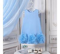 Shein 1 pieza Vestido elegante de dama de honor y florista para niña joven con gran moño floral, vestido de satén sin mangas formal para bodas, fiestas y ac