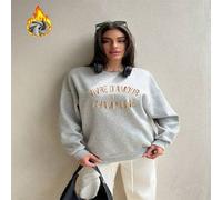 Shein 1 pieza Vivre D'amour Et De Champagne Letra Estampado de Mujer, Sudadera casual con forro polar de cuello redondo, El regalo de cumpleaños talla grand