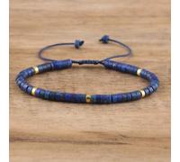 Shein 1 Pulsera de cuentas de jaspe de Picasso, ajustable de alta calidad, pulsera minimalista, pulsera de piedra natural, pulsera delicada