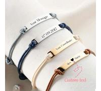 Shein 1 pulsera hecha a mano de fibra sintética personalizada, diseño bohemio, personalizable con nombre, fecha, coordenadas, adecuada para uso diario y com
