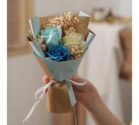 Shein 1 ramo de flores artificiales contiene 3 rosas falsas, gypsophila, papel de envolver flores, flores de jabón inmortales de 20cmx13cm, adecuado para re