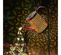 Shein 1 regadera solar con luces, grandes luces solares de cascada colgantes, impermeables, decoración de jardín al aire libre para patio, porche, césped, p