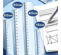 Shein 1 Regla Acrílica Transparente De Alta Precisión Con Múltiples Tamaños (15/20/30/40 Cm) Para Oficina Y Estudio, Herramienta De Medición De Dibujo Engro
