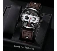 Shein 1 reloj de hombre, correa de cuero genuino casual, pantalla de fecha digital, reloj de pulsera de cuarzo, reloj de hombre de moda, estilo deportivo mi