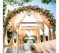 Shein 1 rollo, 30m/16m Tela de seda bordada blanca extra larga y elástica - Cortina transparente adecuada para escenas de boda DIY, decoración de cumpleaños