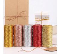 Shein 1 Rollo de 1.5mm 100M Cuerda Macramé de oro y plata para coser, manualidades DIY, cinta, artesanía, hilo retorcido, decoración del hogar navideña, Nav