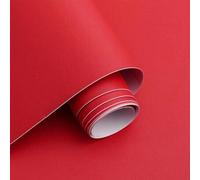 Shein 1 rollo de 15.7" X 196.8"/118.1"/39.3" Papel tapiz rojo grueso, papel contact rojo de unicolor, fácil de despegar y pegar, papel contact mate rojo par