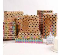 Shein 1 Rollo de 3 metros de largo de papel de regalo de Navidad con lunares de colores, incluye rosa, azul, dorado, verde, morado, rojo y naranja, con text