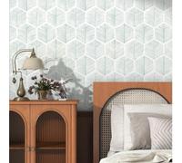 Shein 1 rollo de 44.5cm*100cm de papel tapiz autoadhesivo, pegatina de muebles de vinilo autoadhesiva, decoración geométrica verde a rayas moderna y resiste