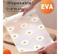 Shein 1 rollo de mantel individual impermeable con diseño de margaritas, fácil de limpiar, esterilla de plástico para forrar gabinetes, impermeable, resiste