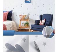 Shein 1 Rollo de papel tapiz autoadhesivo con estampado de estrellas, pegatina de pared extraíble para decoración de habitaciones, decoración DIY para estan