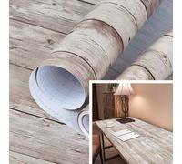 Shein 1 Rollo de papel tapiz autoadhesivo de grano de madera gris, papel de contacto vinílico impermeable que se puede pelar y pegar para decoración de pare