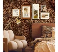 Shein 1 rollo de papel tapiz autoadhesivo de PVC con estampado de leopardo, decoración del hogar, fondo de pared para transmisión en vivo, papel tapiz de PV