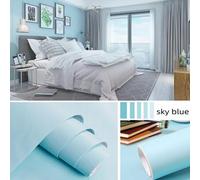 Shein 1 rollo de papel tapiz autoadhesivo de unicolor azul, PVC, despegable y pegajoso, para dormitorio, sala de estar, escuela, dormitorio, hotel, decoraci