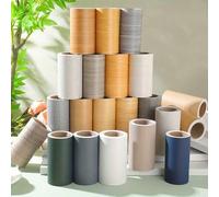 Shein 1 rollo de papel tapiz autoadhesivo de unicolor y estampado de veta de madera, papel autoadhesivo de vinilo para decorar marco de puerta, línea de pie