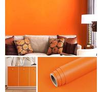 Shein 1 rollo de papel tapiz autoadhesivo de vinilo naranja mate de unicolor, removible, impermeable, adecuado para sala de estar, dormitorio, renovación de