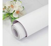 Shein 1 rollo de papel tapiz autoadhesivo decorativo blanco para el hogar, papel contact vinílico impermeable para la decoración de la sala de estar, gabine