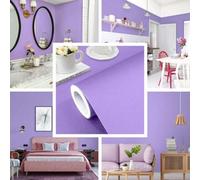 Shein 1 rollo de papel tapiz de color morado claro de unicolor, minimalista, de vinilo autoadhesivo y desprendible, hecho a mano, adecuado para la decoració