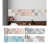 Shein 1 rollo de papel tapiz de PVC para decoraciÃ³n del hogar, calcomanÃas de cerÃ¡mica bohemia autoadhesivas y removibles, pegatinas de pared con patrÃ³n