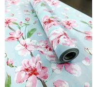 Shein 1 Rollo de papel tapiz floral azul con diseño paisajístico, de material de vinilo autoadhesivo fácil de desmontar y aplicar, apto para decoración de d