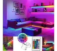Shein 1 rollo Tira de luz LED 5V 3535RGB multicolor de temperatura con caja de batería para dormitorio, cocina, sala de estar, baño, fiesta, armario, 1m/3.2