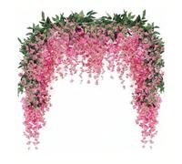 Shein 1 Set 10 Flores 6ft Flores de Glicinia Artificiales, Flores Falsas de Plástico Decorativas, para Cubrir y Envolver Techos, Decoración del Hogar, Decor