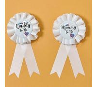 Shein 1 set/2 piezas Alfileres de solapa para baby shower, insignias de "Mamá Futura"/"Papá Futuro", broches conmemorativos para madre/padre expectante, reg