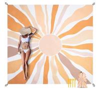 Shein 1 Set 210 X 200 Cm Manta de Playa con Girasol, Esterilla de Picnic Plegable y Portátil con Ganchos Colgantes y Estacas de Suelo, Alfombra de Playa Ext