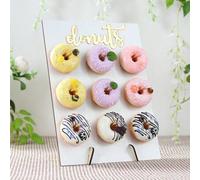 Shein 1 set 26*35cm Soporte de madera para exhibir donas, adecuado para 9 donas, estantes de exhibición de alimentos, accesorios de decoración de postres DI