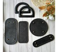 Shein 1 Set 3 Piezas 1 Pieza 4.8 X 9.8 Pulgadas Base Ovalada de Crochet para Bolsa 2 Piezas Asa de Cuero en Forma de D para Punto de Cruz Adecuado para Bols