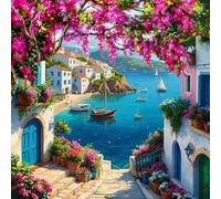 Shein 1 Set 30x40cm/11.8x15.7 Pulgadas Kit de Pintura de Diamantes DIY, sin marco, Hermoso Paisaje, Colores Mixtos, Tema de Paisaje, Todas las Estaciones, A