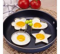 Shein 1 Set (4 Piezas) 4 Estilos De Moldes De Acero Inoxidable Para Huevos Fritos Y Panqueques, Herramienta De Cocina Para Huevos, Accesorio De Cocina De Rv