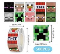 Shein 1 Set/500 piezas Pegatinas de cubos de Minecraft, materiales de manual divertidos y abstractos, pegatinas decorativas DIY, pegatinas de sellado