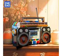 Shein 1 Set 554 piezas Bloques de Construcción de Radio Vintage, Adorno Decorativo Creativo para el Hogar, Decoración Ensamblable para Fiestas Navideñas, Re