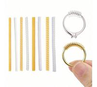 Shein 1 set/8 piezas Anillos ajustadores para anillos finos, redimensionador de plástico transparente elástico de resorte de bobina para apretar o aflojar,