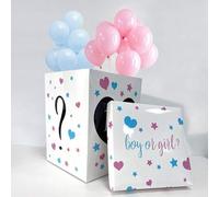 Shein 1 set Caja de regalo para revelación de género extra grande con globos de látex rosa y azul de 5 pulgadas para la fiesta de revelación de género, baby