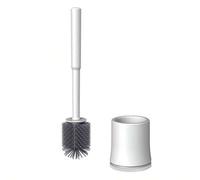 Shein 1 Set Cepillo de baño de silicona de mango largo, diseño simple, cabezal de cepillo de silicona suave, protege el brillo del inodoro, adecuado para ba