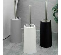 Shein 1 set Cepillo de baño y soporte, cepillo de baño flexible con soporte desmontable - sin rincones muertos, mango largo para limpieza de baño, cepillo d