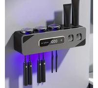 Shein 1 Set Cepillo de dientes eléctrico UV automático Soporte sanitizador con vasos para enjuague bucal y dispensador de pasta de dientes, Soporte para cep