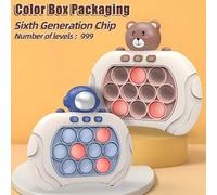 Shein 1 Set Consola de juegos de empuje rápida original Oso marrón emergente Fidget Bubble Electronic Pop Game 4 Modos Luz Juguetes anti-estrés para adultos
