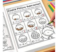 Shein 1 set de 10 y 20 cuadernos de trabajo de matemáticas de suma y resta, incluye línea numérica, juegos de palabras, práctica de suma y resta, problemas