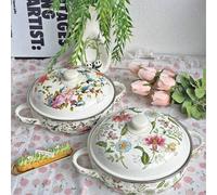 Shein 1 set de 24 cm/9.45 pulgadas de bandeja de horno esmaltada multiusos extra gruesa, sartén, con doble asa y tapa esmaltada - perfecto para fiestas al a