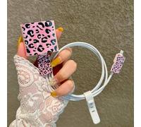 Shein 1 Set de 4 piezas Estuche protector de carga y cable de datos con estampado de leopardo a la moda, adecuado para iPhone 11/12/13/14/15/16 Pro Max, Pro