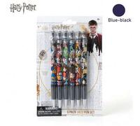 Shein 1 Set de 6 piezas Juego de bolígrafos Kawaii Chibi de Harry Potter con licencia oficial - Juego de escritorio estético con tinta azul y negra suave, d