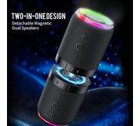 Shein 1 Set de Altavoz Bluetooth Inalámbrico Portátil con Función Dual RGB Colorido + Subwoofer TWS con Tela de Red + 1 Bolsa de Tela de Red para Transporte