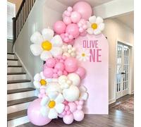 Shein 1 set de Arco de globos azules, guirnalda de flores, globo de lÃ¡mina con forma de hueso de sol, globos azules, morados, amarillos, rosas para decorac