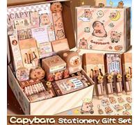 Shein 1 set de artículos de papelería con temática de Capibara que incluye un cuaderno, bolígrafos, sujetapapeles y accesorios - Paquete de artículos escola