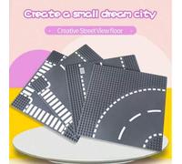 Shein 1 Set de Bloques de construcción plásticos de tamaño mini, creativos, con escena de arquitectura de ciudad, intersección de carretera en forma de T, b