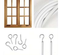Shein 1 Set de cable de cortina recubierto - Cordón de amarre resistente a la rotura de 2/3/5M con ganchos, para instalación de cortinas, cortinas de ducha