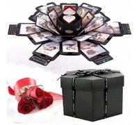 Shein 1 Set de Caja Sorpresa Creativa DIY de LinTimes en Negro, Caja de Explosión, Álbum de Fotos, Caja de Regalo Hexagonal para Bodas, Regalo DIY, Cumpleañ